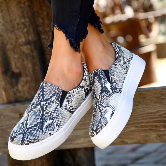 Fabutiq Shoes - Snake print slip on sneaker
